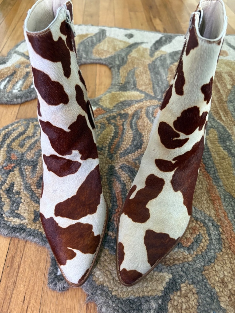 Matisse Caty Brown Cow Spot Heeled Ankle Boots Women's 10 - Picture 5 of 12
